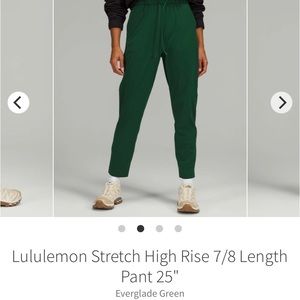 Lululemon Stretch High Rise 7/8 Pant 25” in Everglade Green. Size 6.